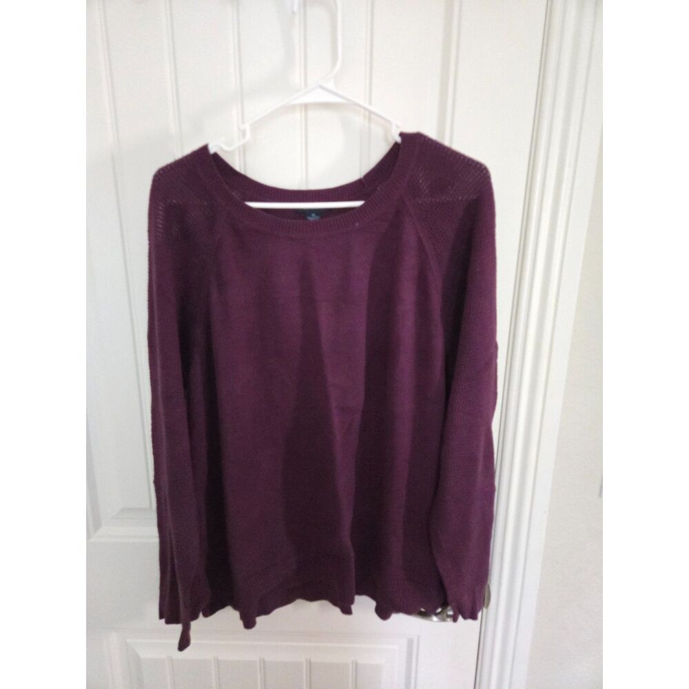 Westbound Women’s XL Burgundy Purple Knit Sweater Long Sleeve Cotton Pullover